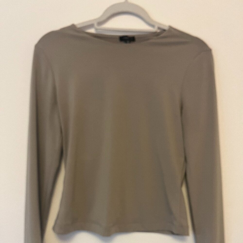 Dynamite Form-Fitted Long Sleeve Cropped Top - Taupe | Size M - Picture 3 of 8